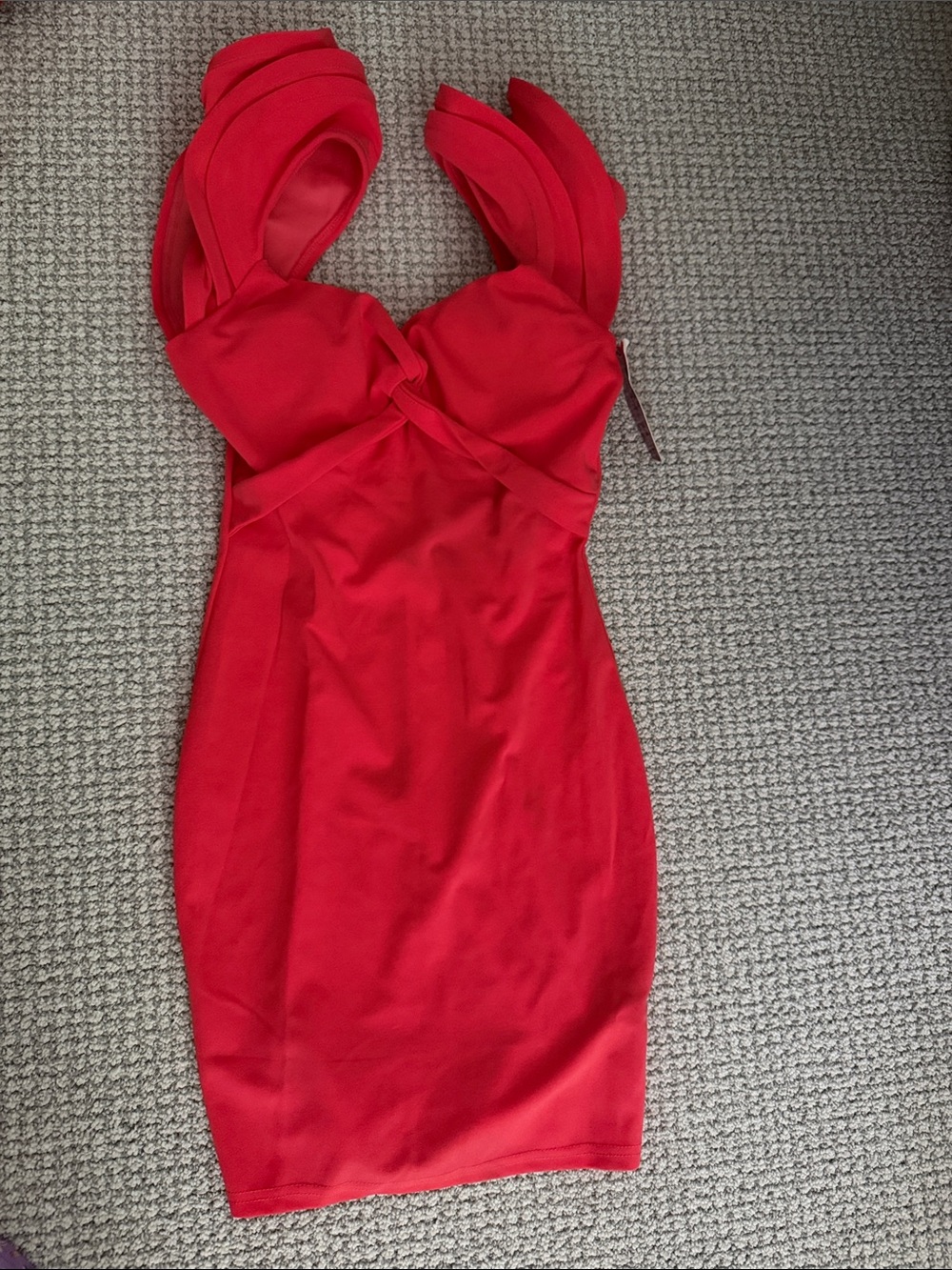 Haute Monde Red Sculpted Strap Bodycon Mini Dress
